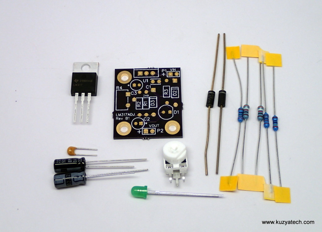 Adjustable LM317 power supply kit (Version B1) | KuzyaTech